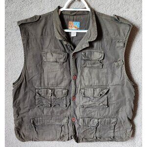 VTG Rio Bravo by Prestige Gray Utility Fishing Tackle Cargo Vest Size XXL Cotton